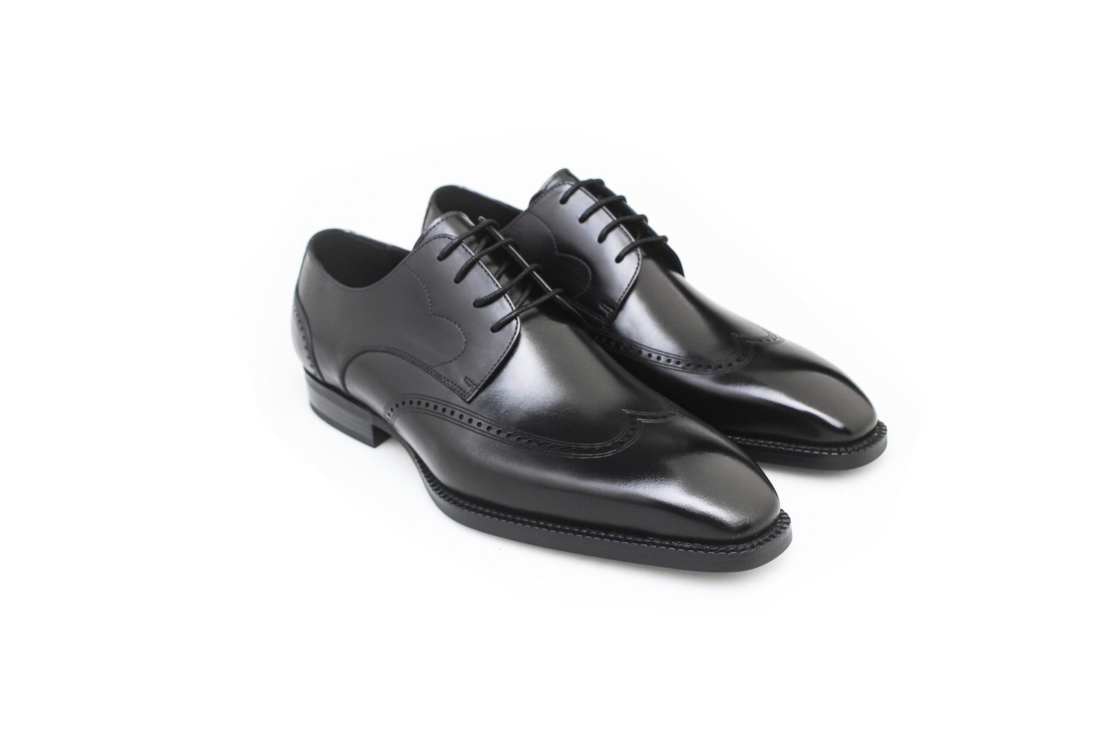 Black Leather Oxford Brogue Shoes for Men - Image 2