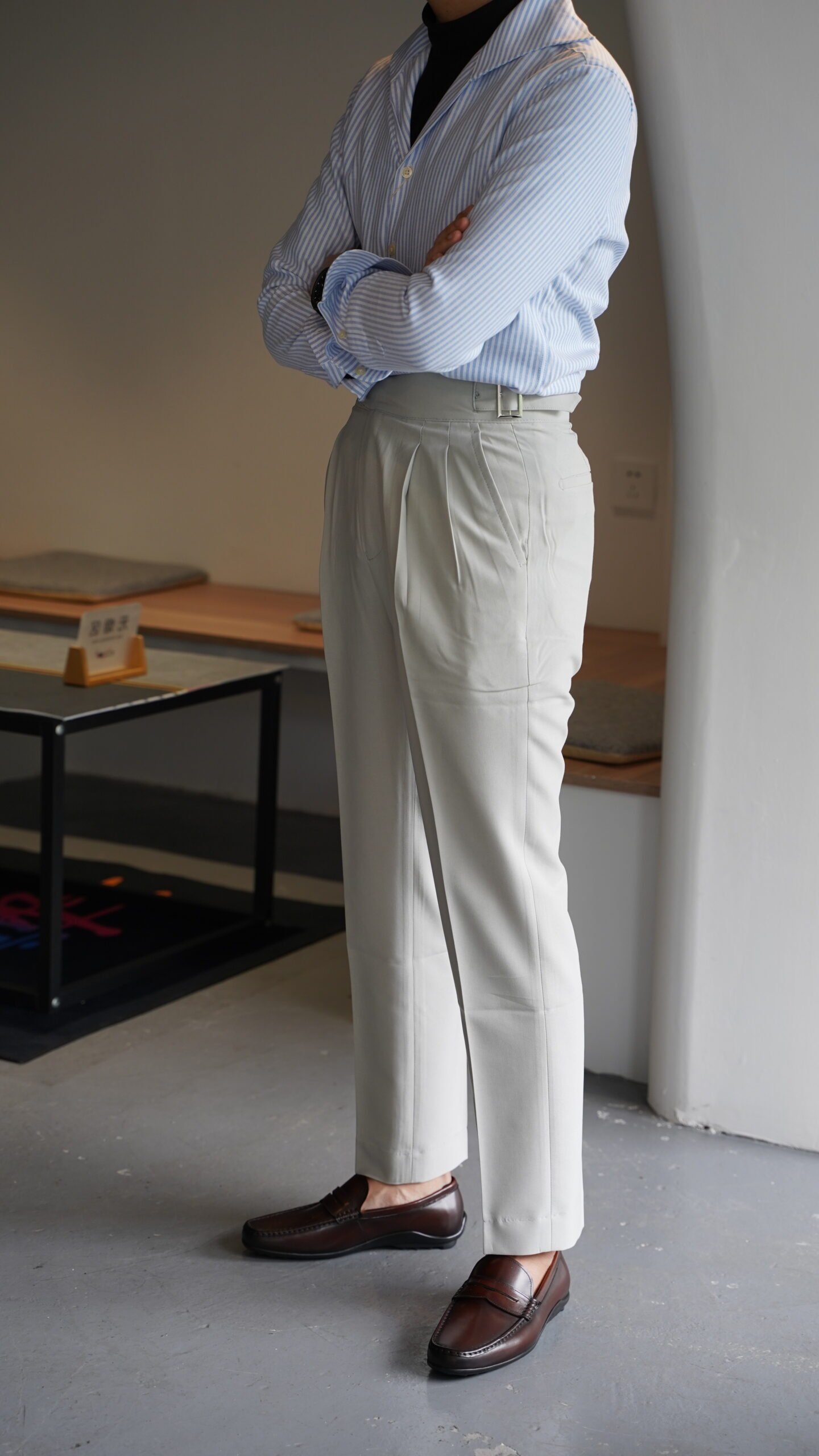 Brown Leather Driving Penny Loafers for Men - Image 5