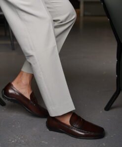 Alternative view of Brown Leather Driving Penny Loafers for Men