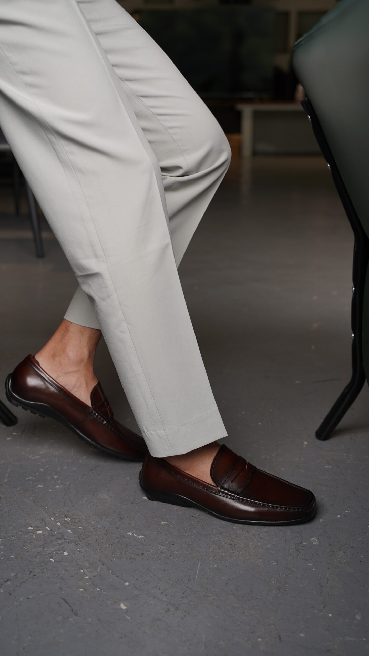 Brown Leather Driving Penny Loafers for Men - Image 2