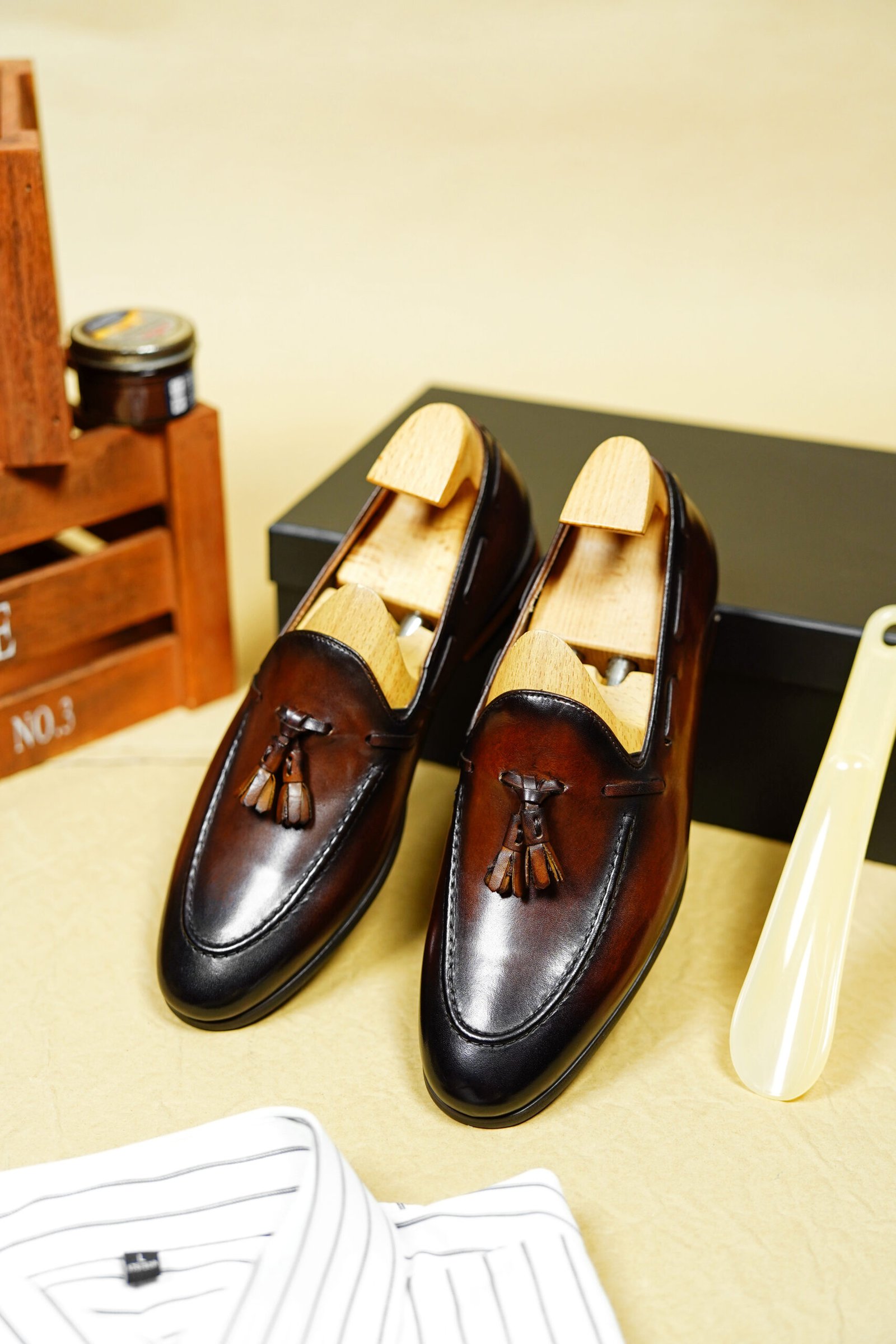 Men's Brown Leather Tassel Loafers - Image 7