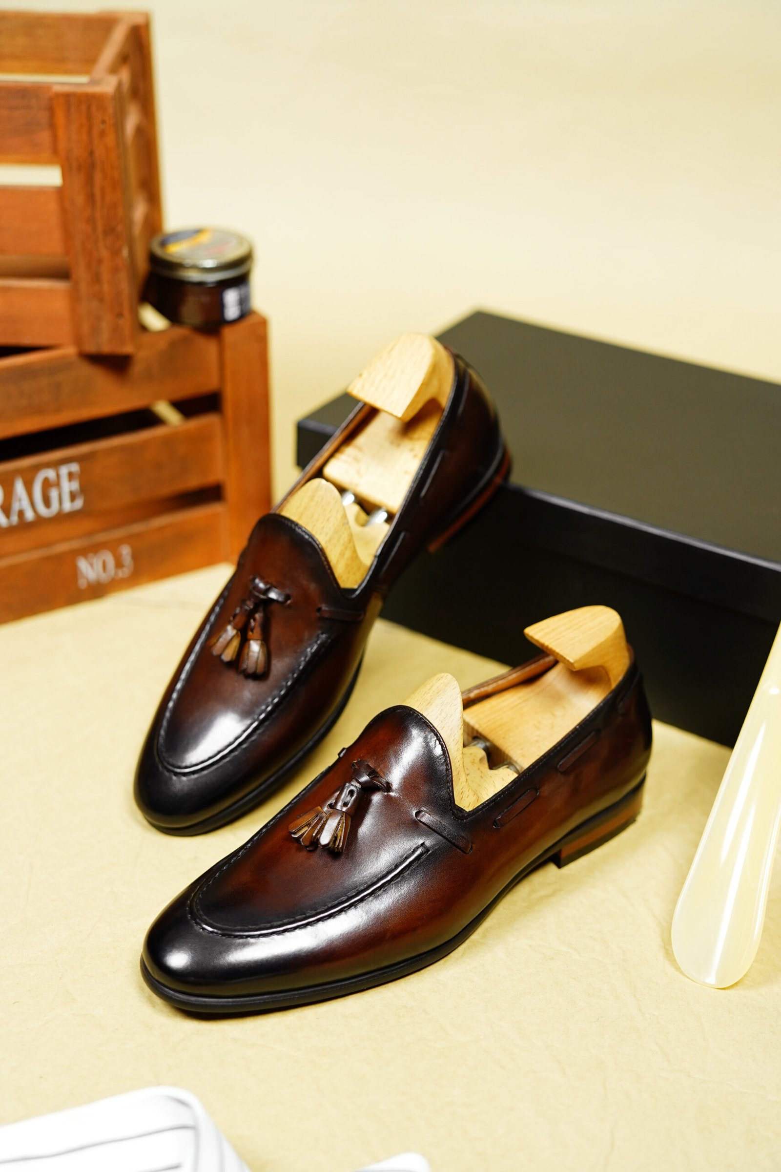 Men's Brown Leather Tassel Loafers - Image 6