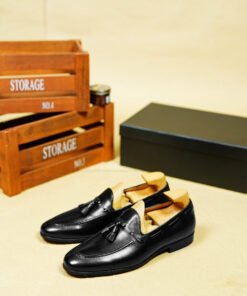 Alternative view of Black Leather Tassel Loafers for Men 556-01