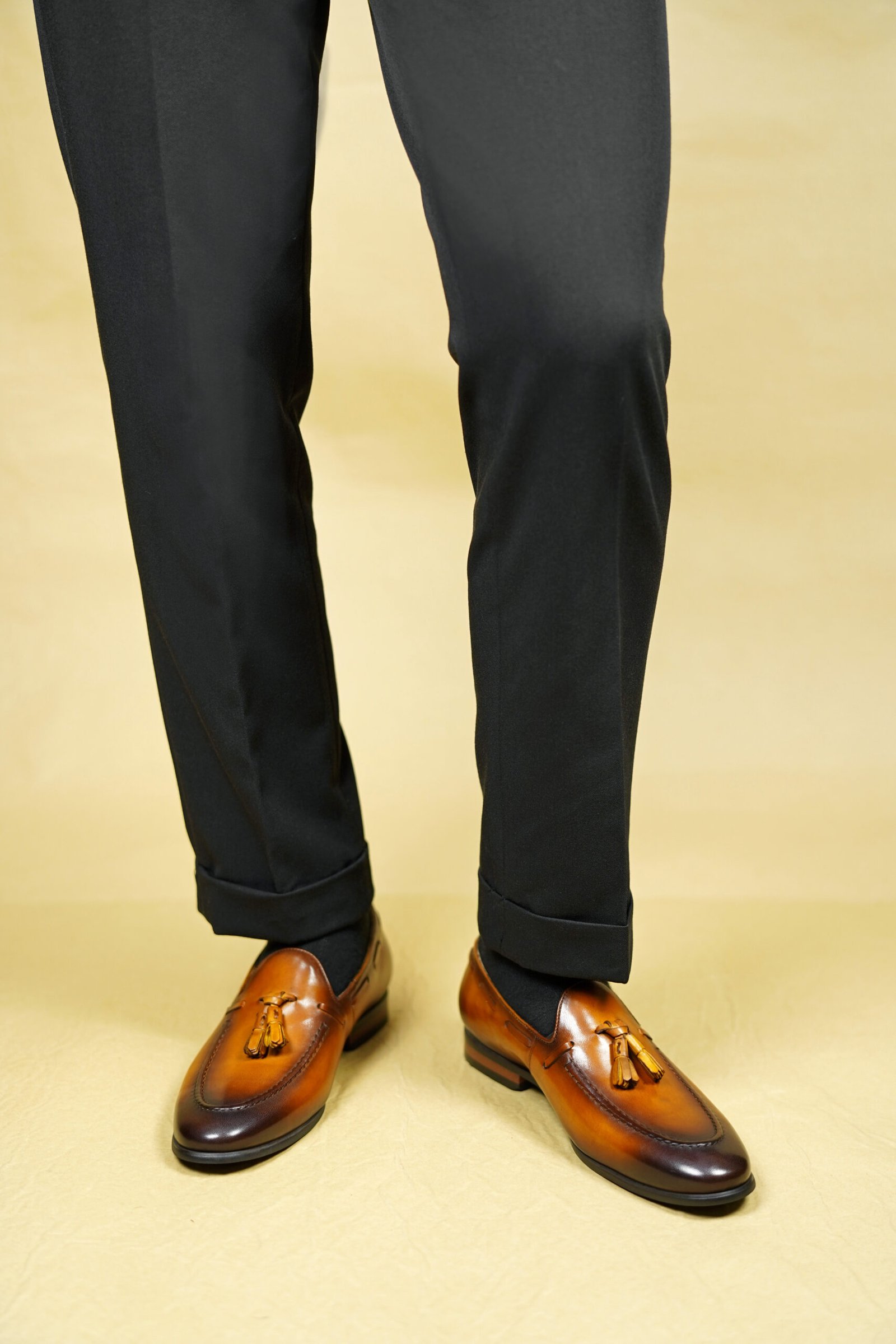 Tan Leather Tassel Loafers for Men 556-01 - Image 3