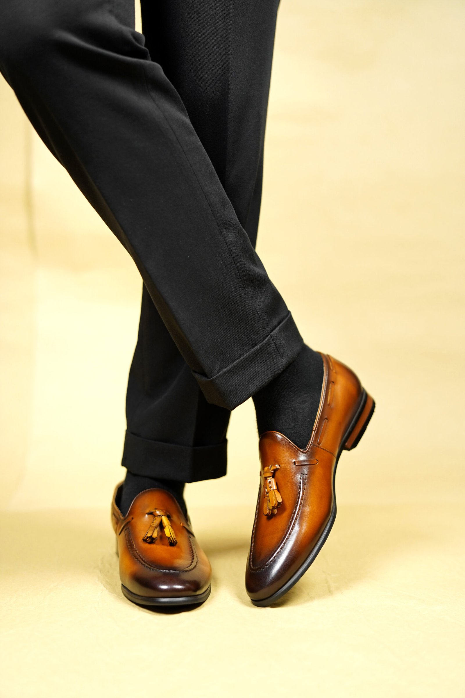 Tan Leather Tassel Loafers for Men 556-01 - Image 4