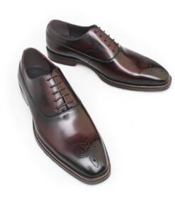 Alternative view of Dark Brown Wholecut Oxford Dress Shoes with Medallion Toe for Men