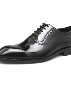 Black Patent Leather Brogue Oxford Dress Shoes for Men