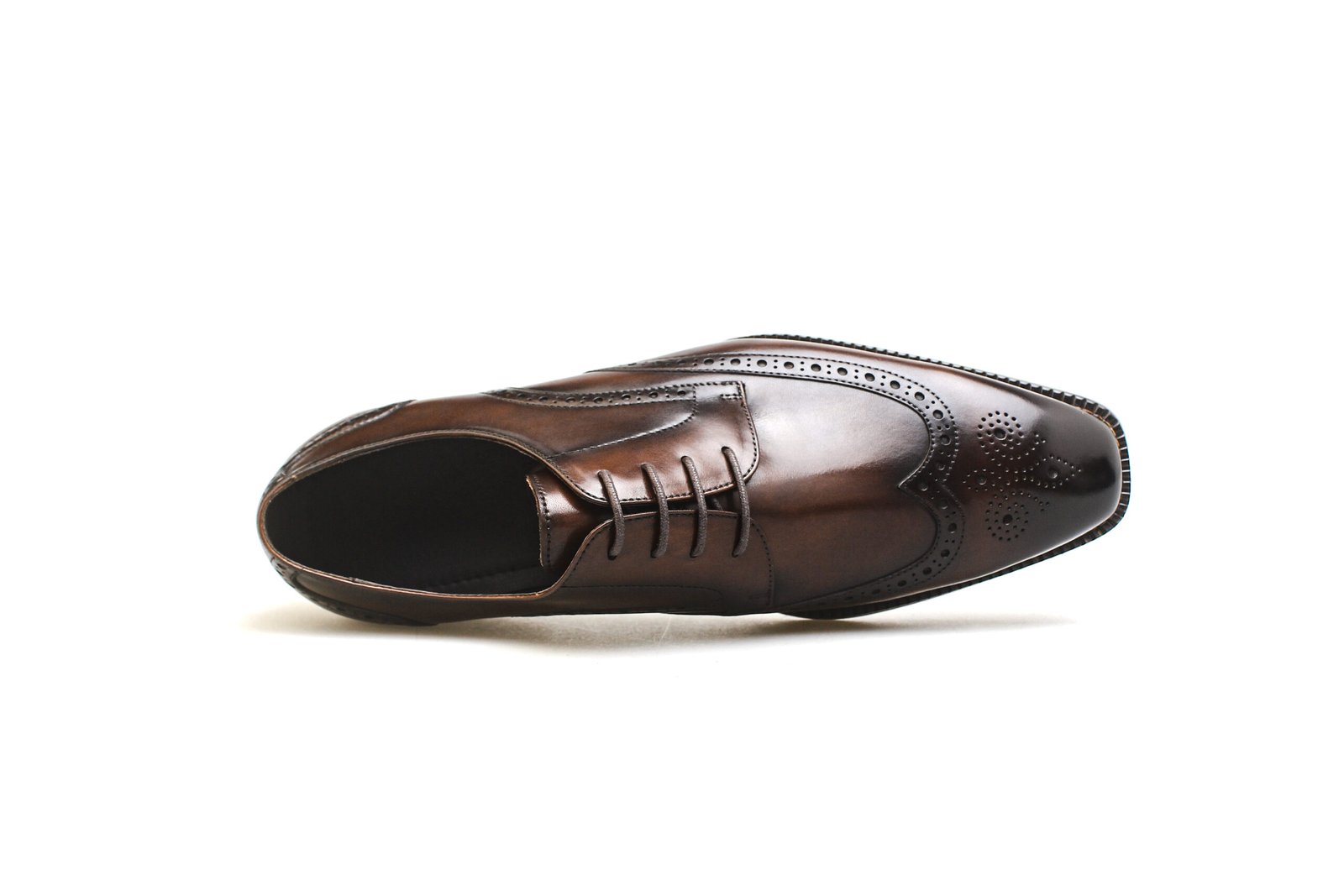 Brown Leather Oxford Wingtip Brogue Shoes for Men - Image 3