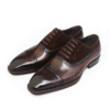 Brown Leather & Suede Oxford Cap Toe Brogue Shoes for Men