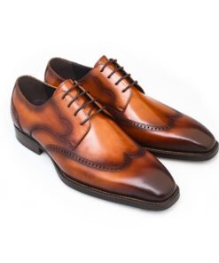 Alternative view of Tan Burnished Derby Wingtip Brogue Shoes for Men