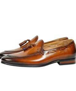 Tan Leather Tassel Loafers for Men 556-01