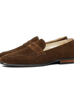 Brown Suede Penny Loafers for Men
