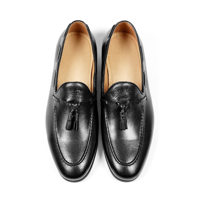 Black Leather Tassel Loafers for Men 556-01 - Image 9